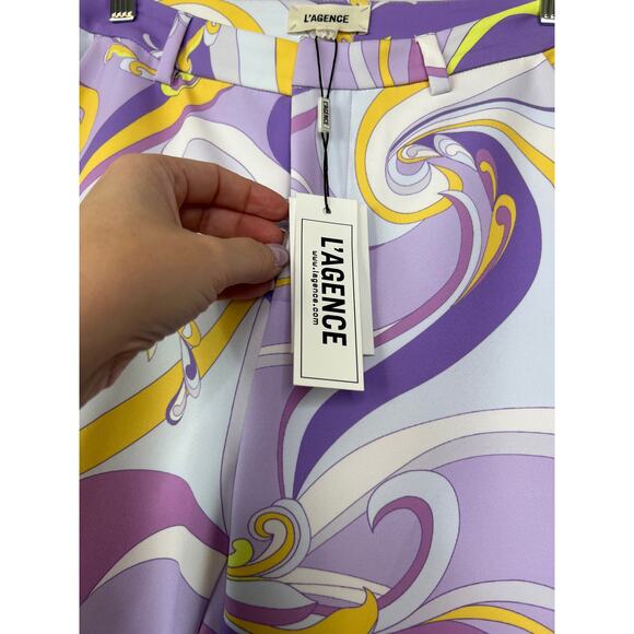 NWT L'Agence Lane Flared Purple Trouser Light Orchid Multi Saint Martin Size: 0 - Picture 4 of 8